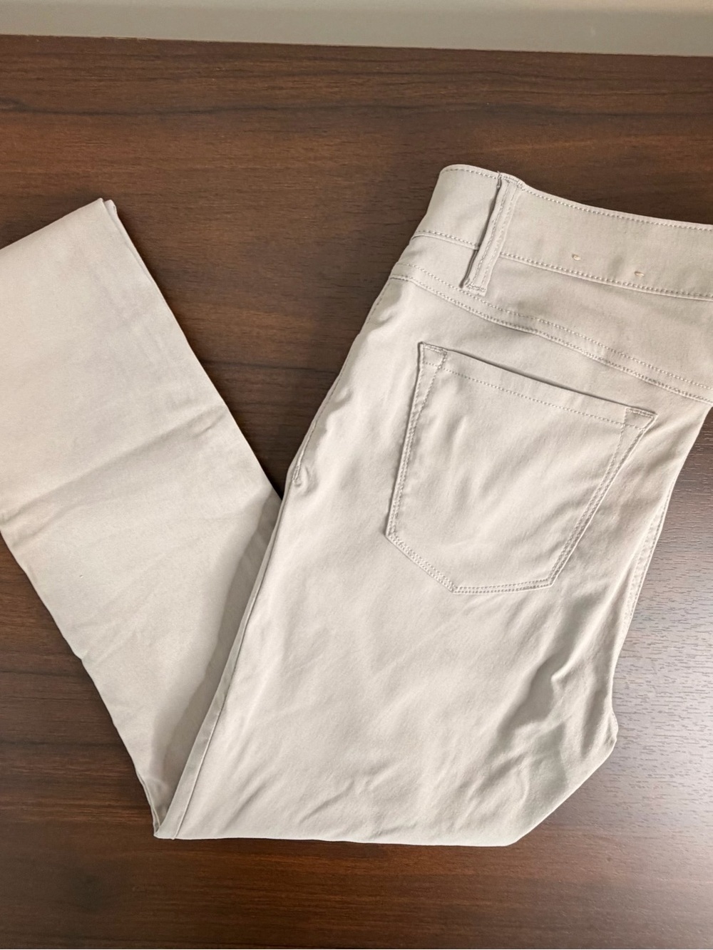 Prana Light Beige Women's Pants with Decorative Button
